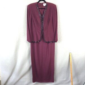 Rimini by Shaw Dress Women 14 Burgundy 100% Silk Maxi MOB Wedding Event Occasion